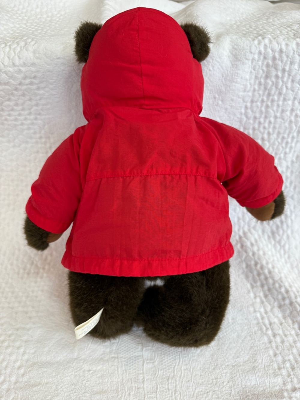 Vintage LL Bean Plush Brown Teddy Bear W/ Red Rain Parka Anorak Jacket - Picture 4 of 8